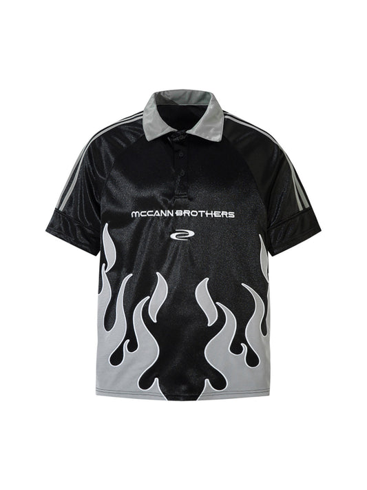 Polo-T-Shirt mit Street-Flammen-Stickerei