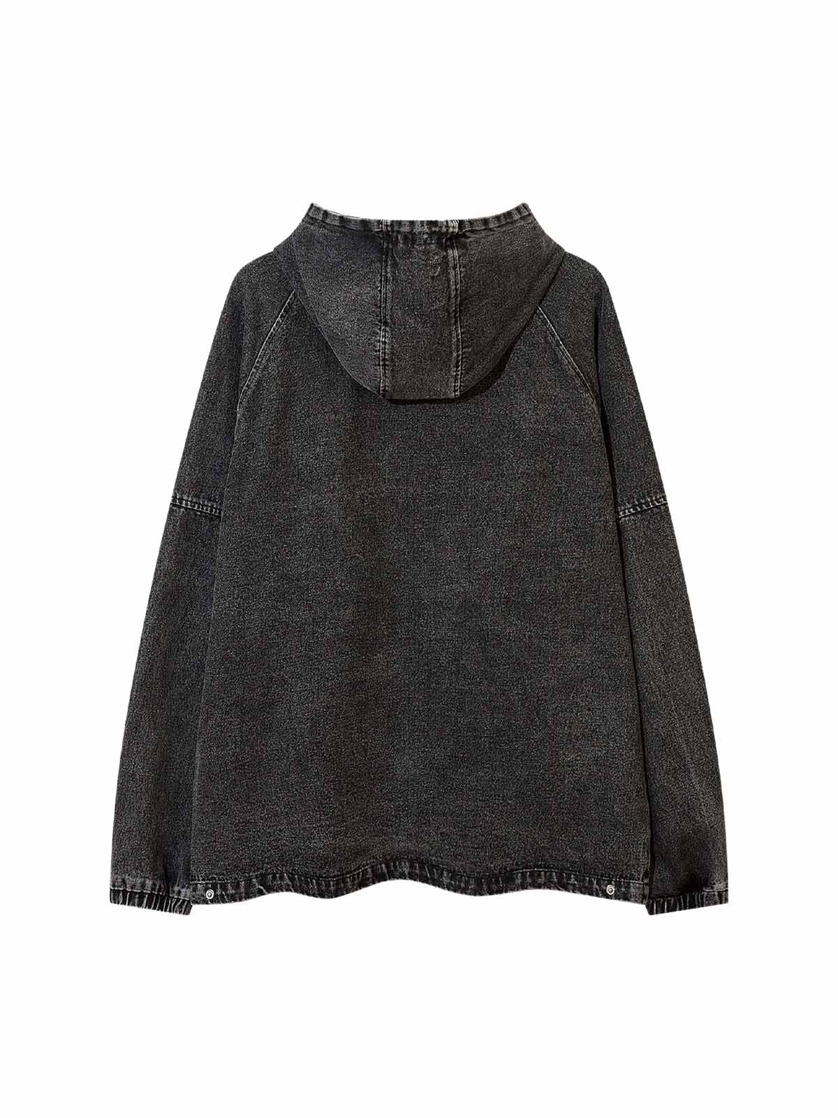 Verwaschenes Denim-Sweatshirt mit Kapuze und Metallreißverschluss im Used-Look