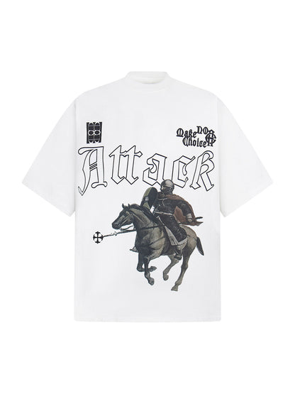 Retro Oil Painting Print T-shirt