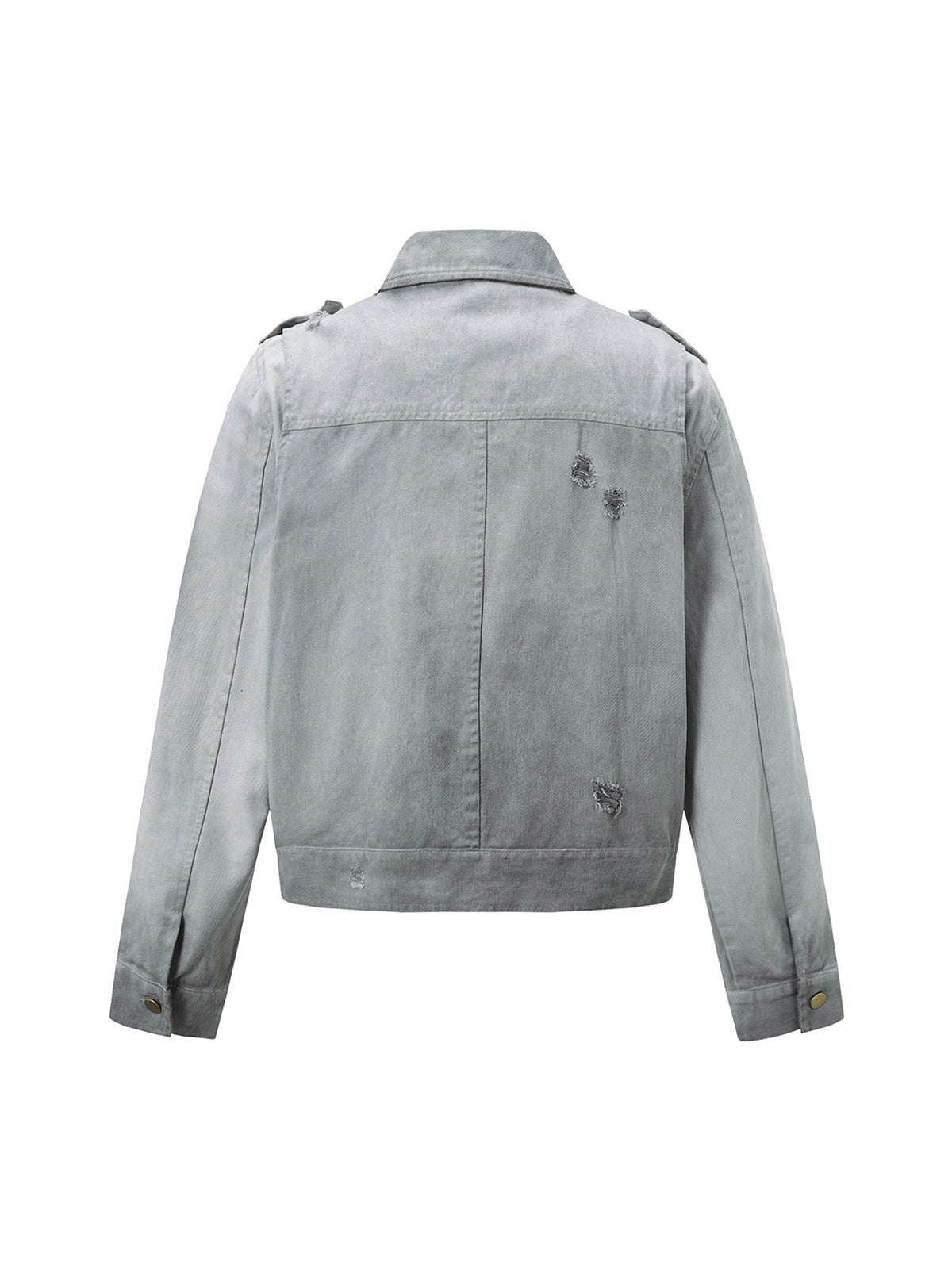Distressed-Jeansjacke mit unregelmäßigem Reißverschluss