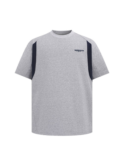 Retro Contrast Color Embroidered Letter T-shirt