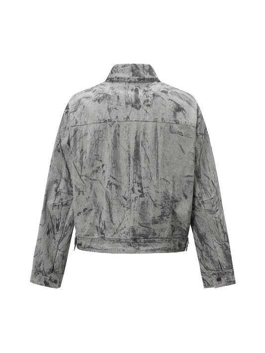 Bomberjacke aus Denim mit Batikmuster