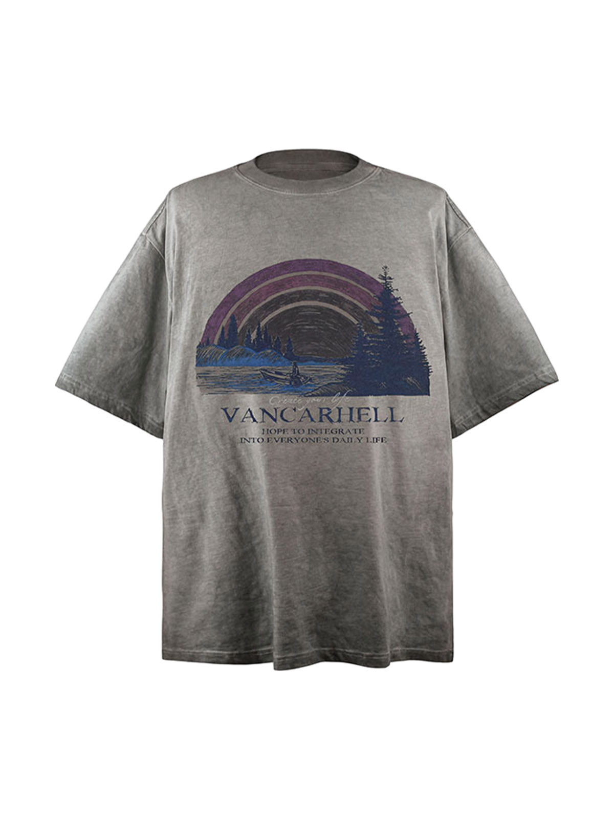 T-Shirt mit Rundhalsausschnitt und Regenbogen-Print