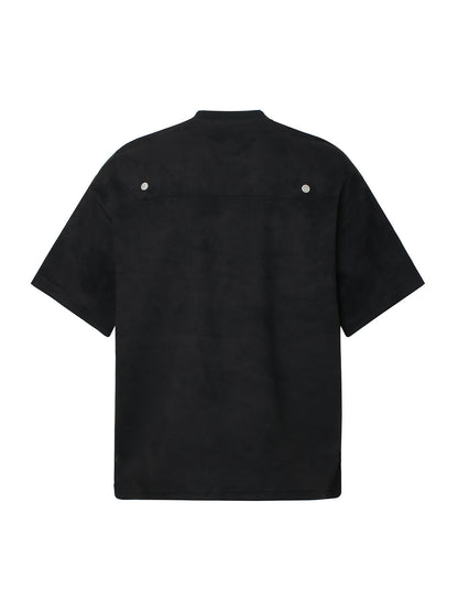 T-Shirt aus Wildleder mit Rundhalsausschnitt und Metallic-Print