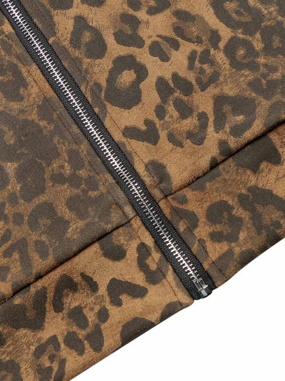 Thesupermade Cheetah Print Suede Tracksuit - 2277