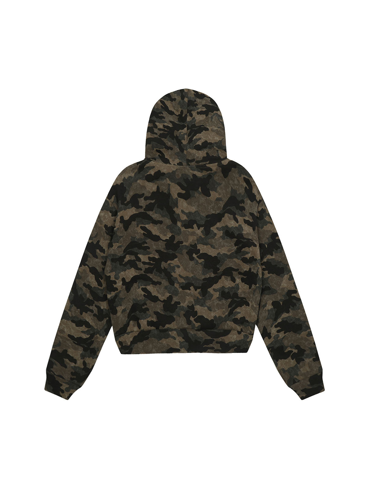 Hotfix Rhinestones Camouflage Fur Hooded Fleece Jacket - 2357