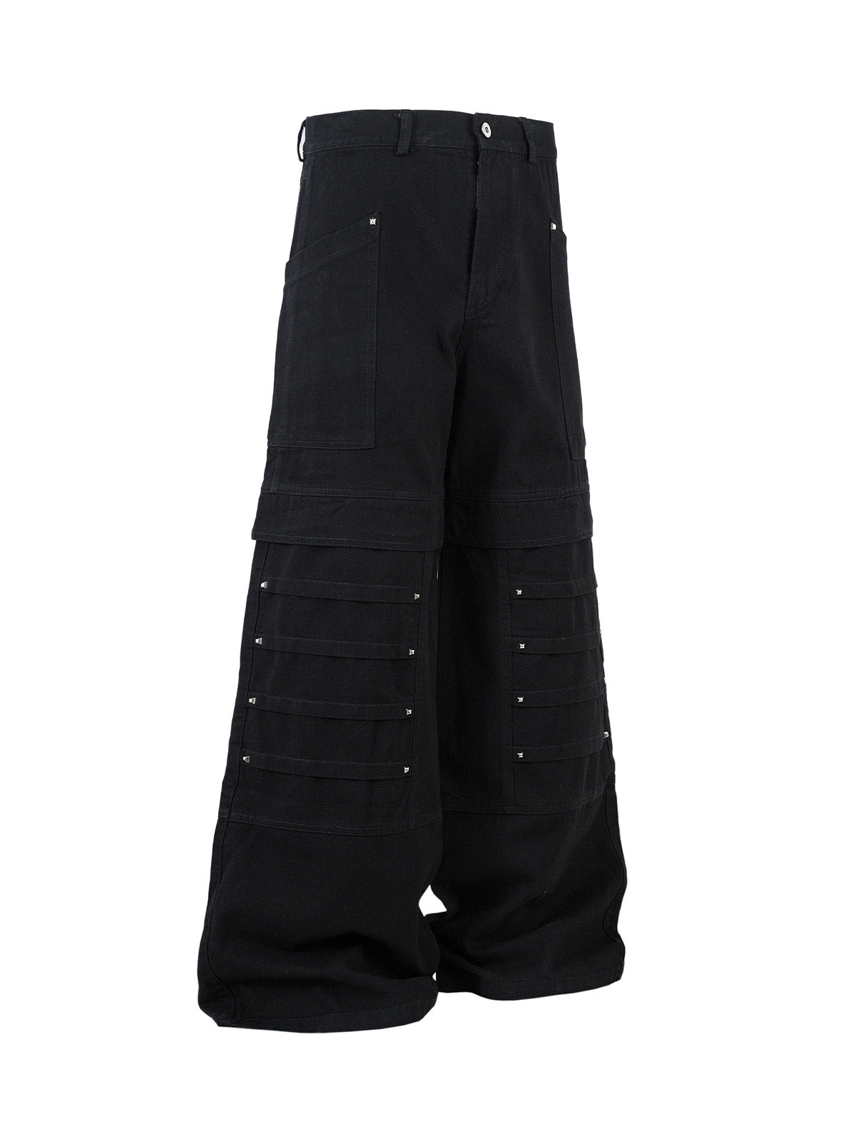 Deconstructed Split Rivet Cargo Jeans