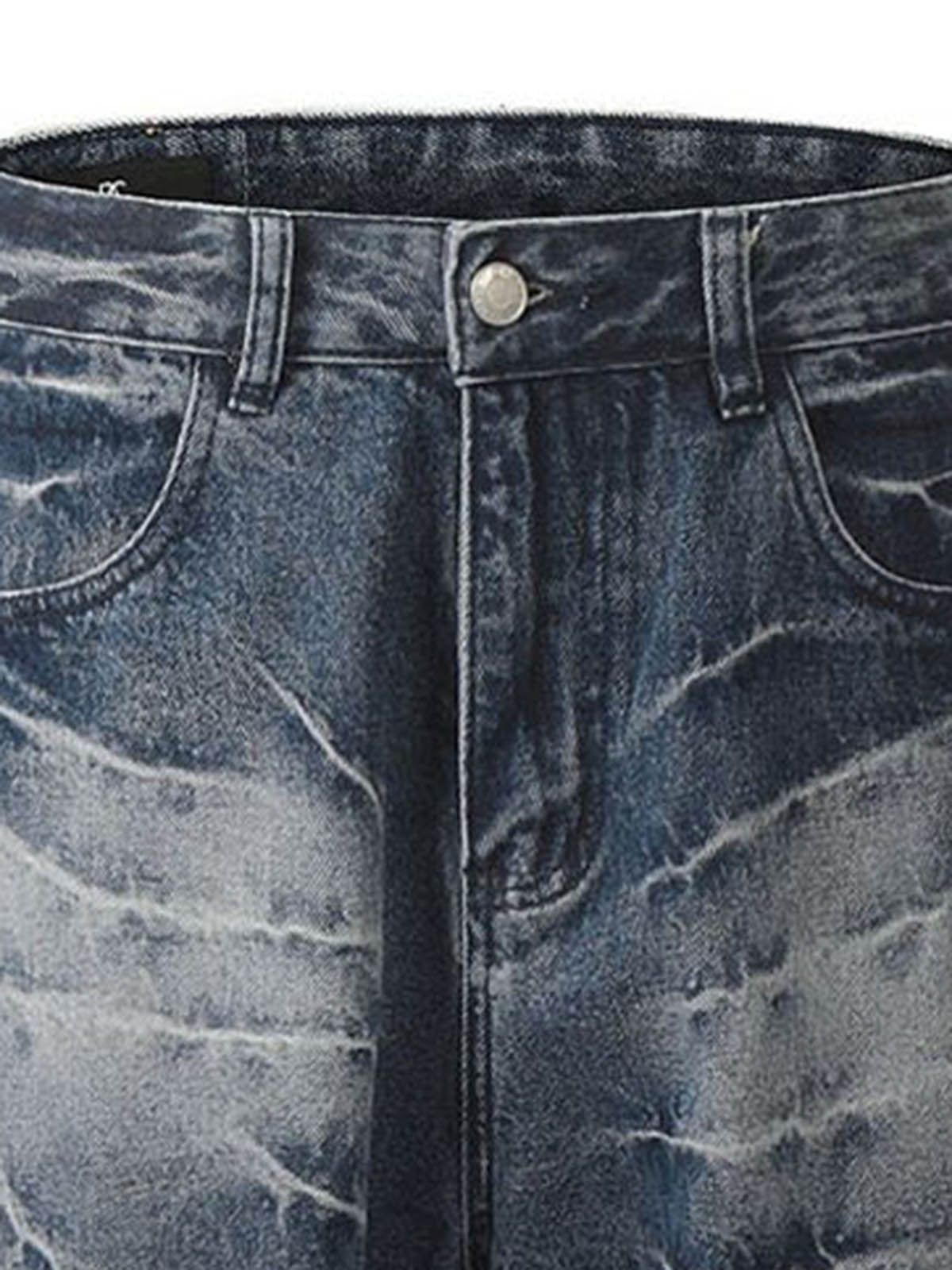 Retro Neutral Washed Straight Jeans - 2261