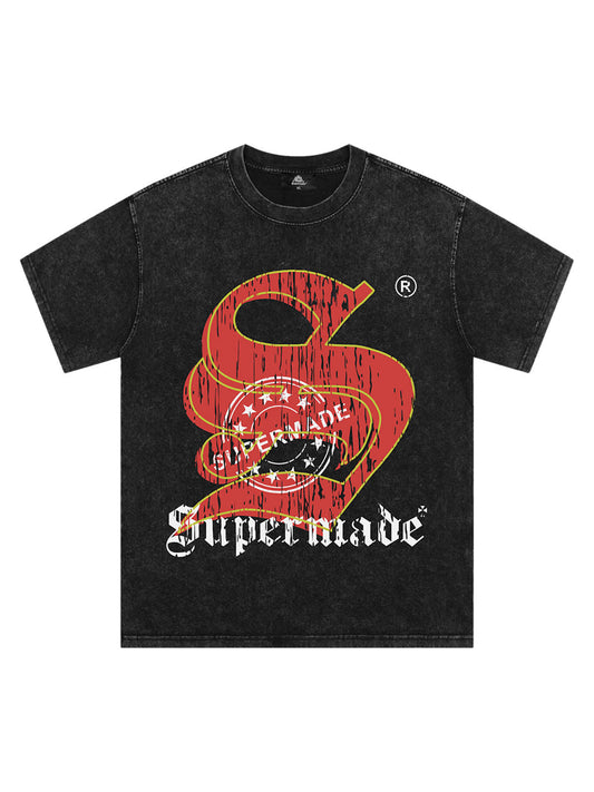 Thesupermade – T-Shirt „Street“ mit aufgeprägten Buchstaben im Used-Look 