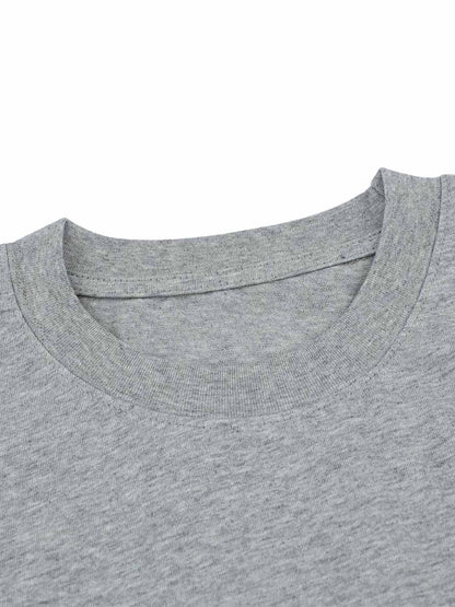 Retro Contrast Color Stitching Embroidered Letter T-shirt