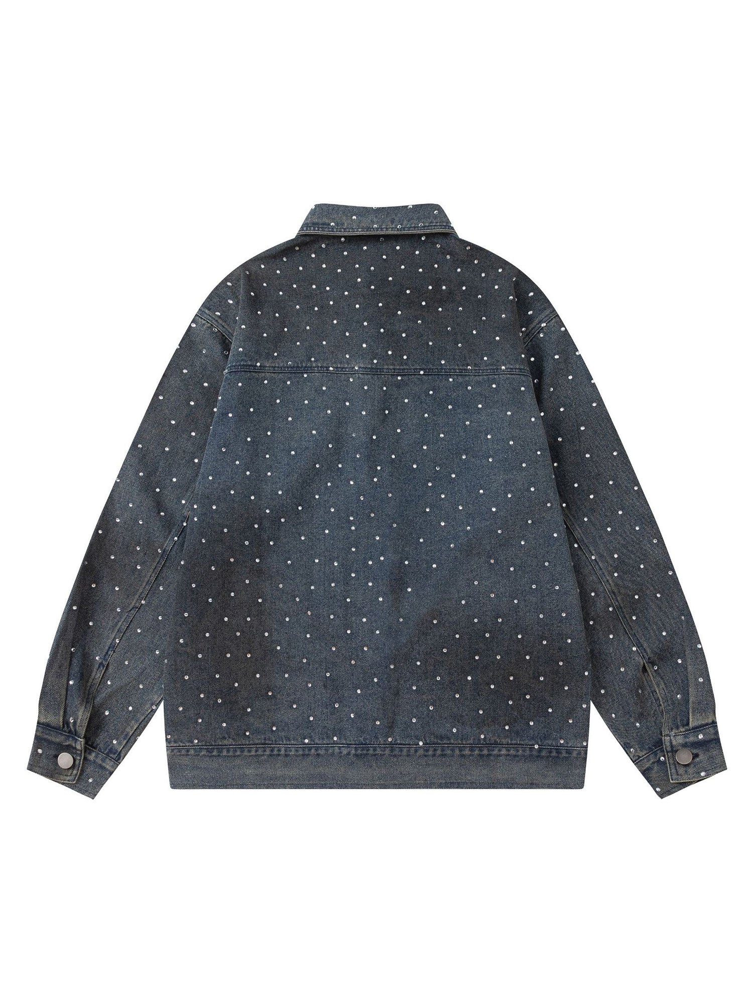Thesupermade Hip-Hop-Jeansjacke mit Perlenverzierung, gewaschen – 2264