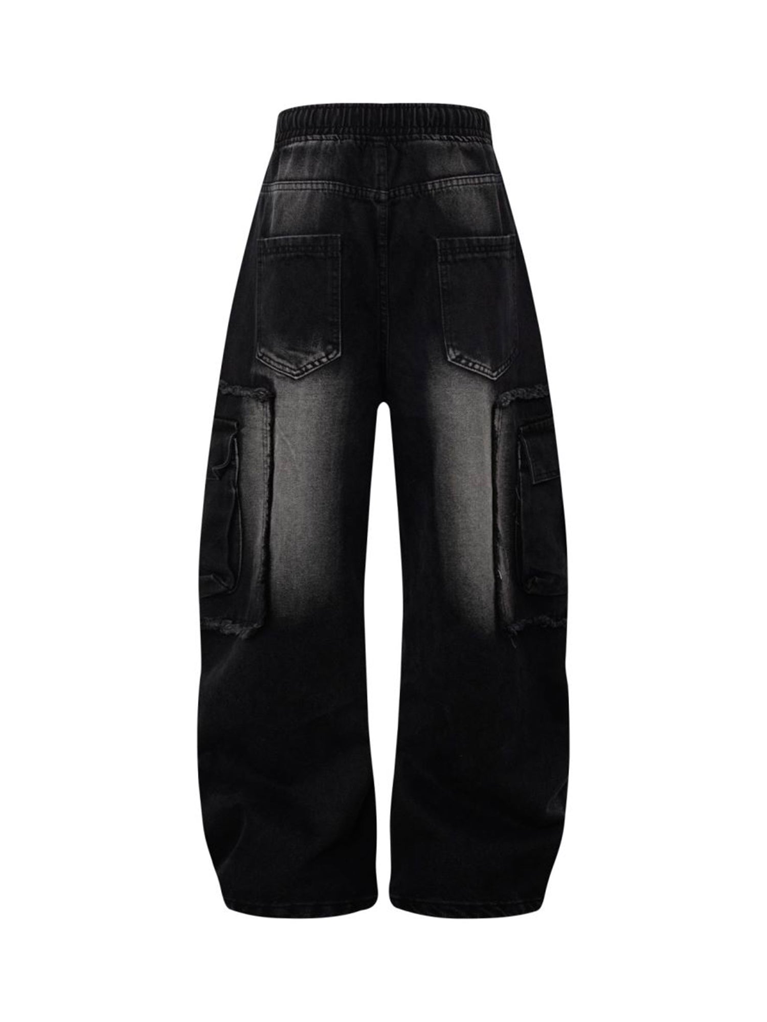 Cargo-Jeans im Used-Look mit Kordelzug und Raw Edge