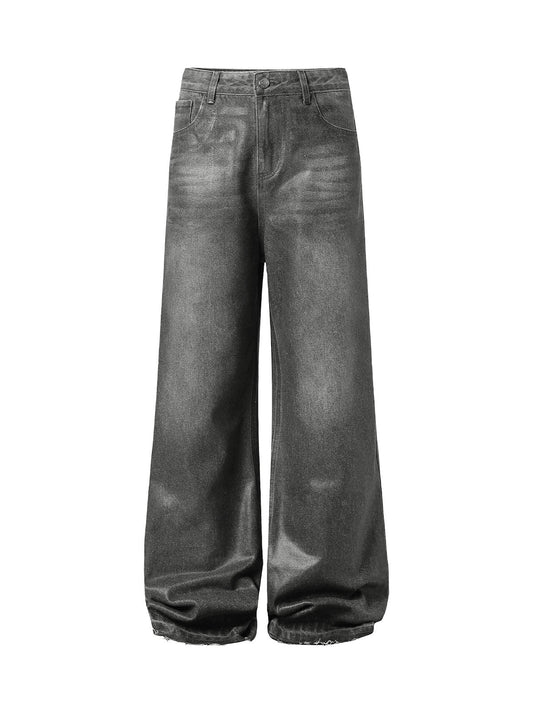 Gerade Jeans im Washed-Batik-Stil