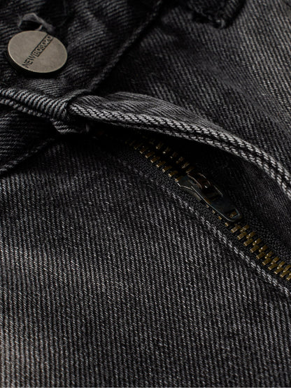 Washed Distressed Raw Edge Barrel Jeans