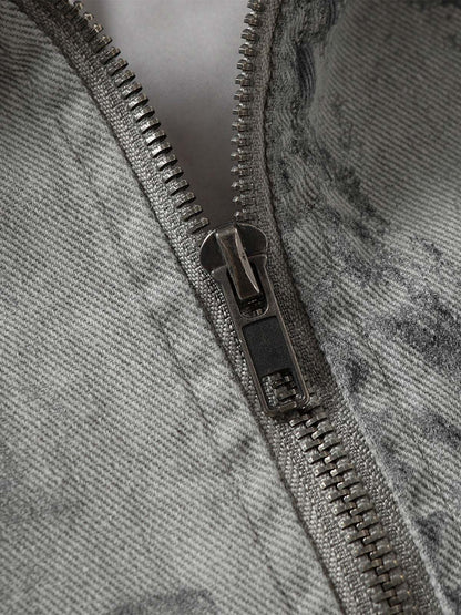 Bomberjacke aus Denim mit Batikmuster