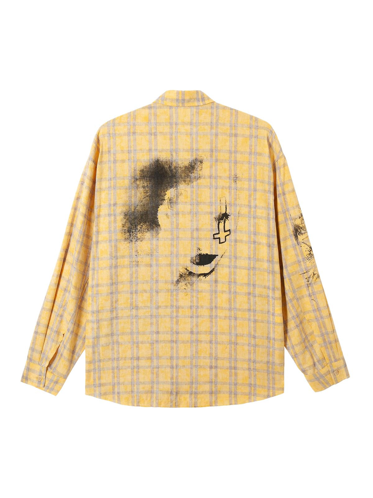 Langärmliges Poloshirt mit Graffiti-Buchstabendruck und Karomuster