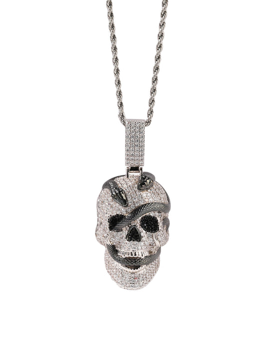 Totenkopf Schlange Zirkon Kupfer Halskette