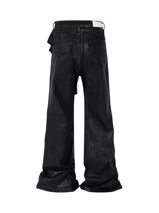 Thesupermade Schwarze, gewachste Schlagjeans – 2212