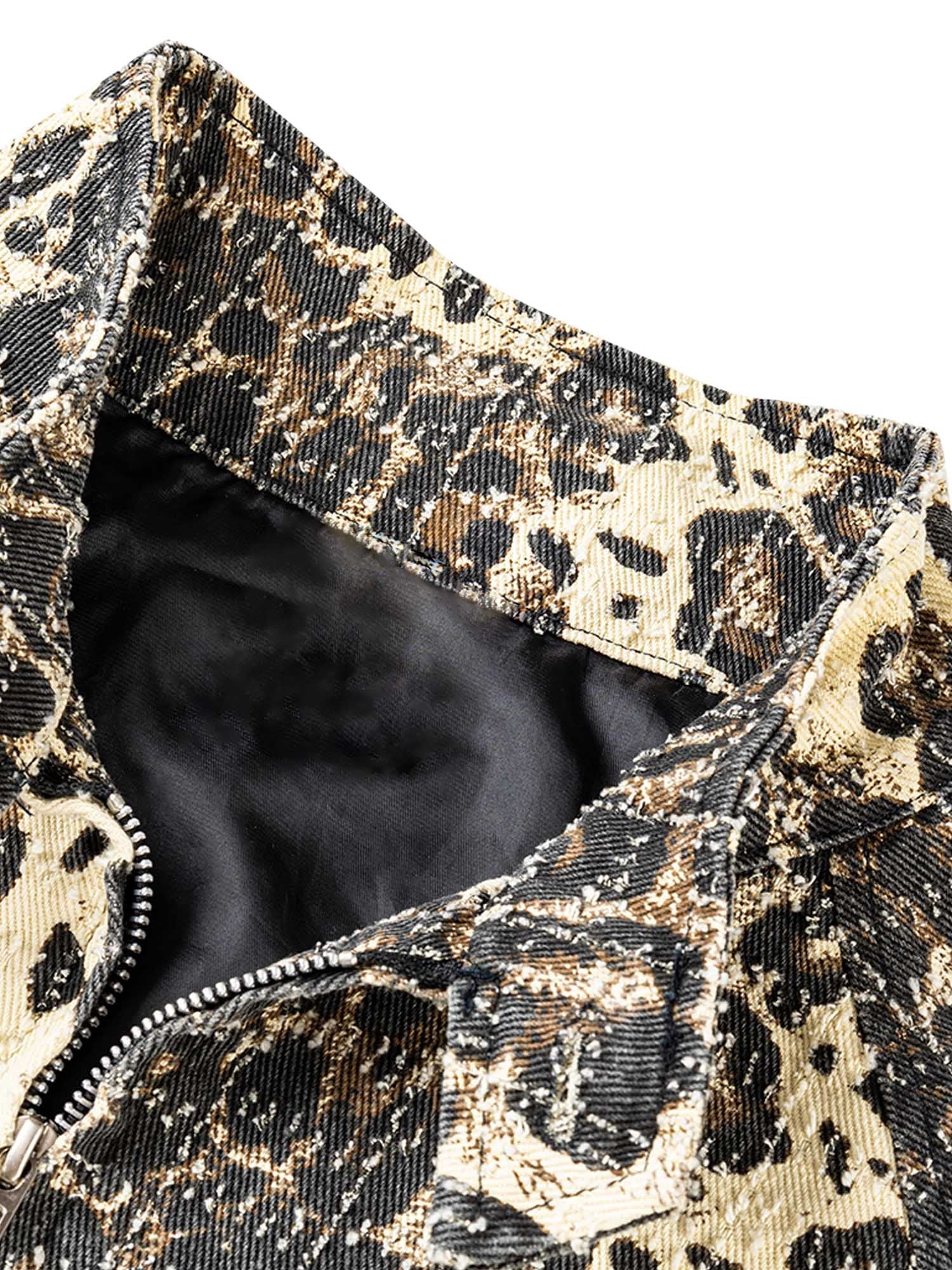 Thesupermade Jeansjacke im Retro-Leopardenmuster