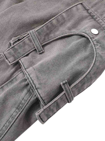 Washed Multi-Pocket Cargo Jeans