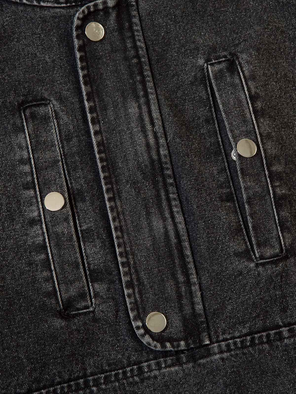 Verwaschenes Denim-Sweatshirt mit Kapuze und Metallreißverschluss im Used-Look