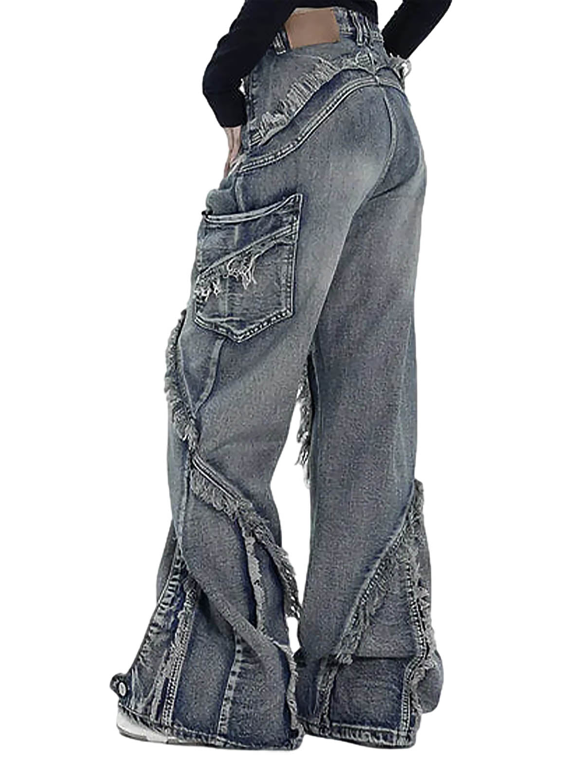 Thesupermade – Baggy-Jeans mit verwaschenen Seitentaschen und Raw Edge – 2303