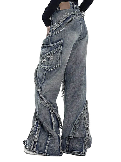 Thesupermade – Baggy-Jeans mit verwaschenen Seitentaschen und Raw Edge – 2303