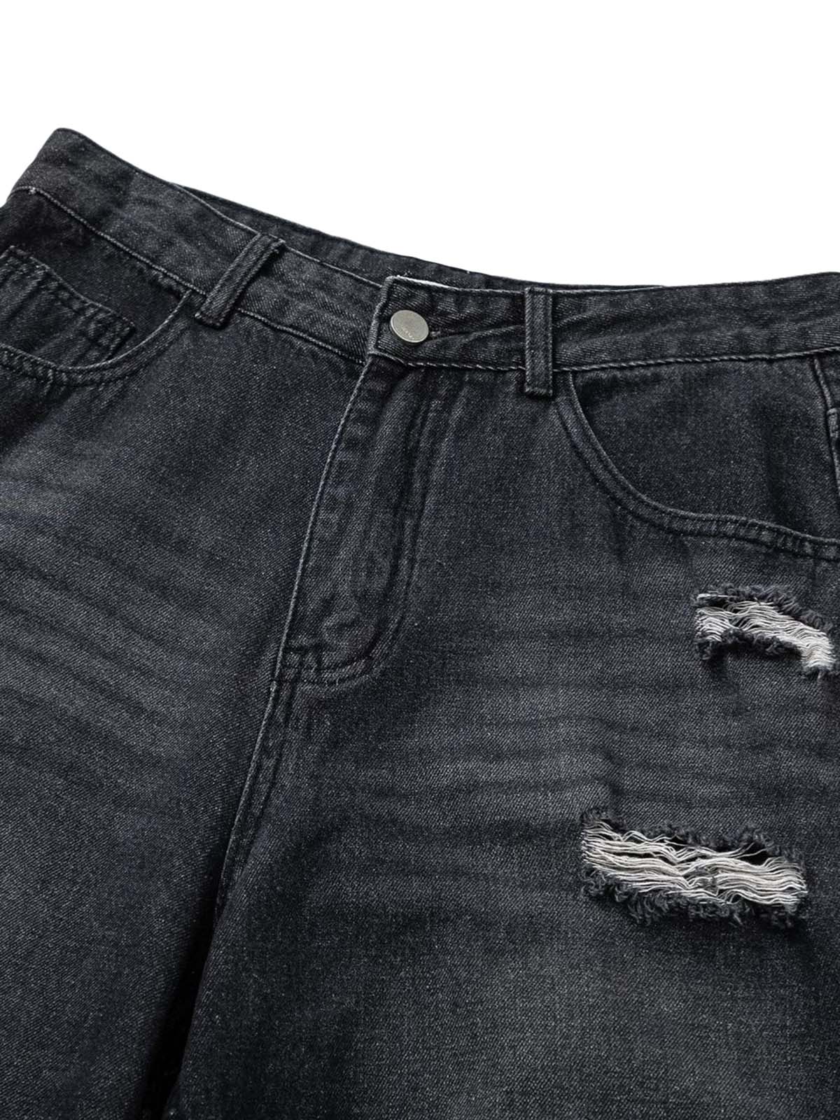 Gerade Jeans mit verwaschenen Camouflage-Nähten und Used-Look