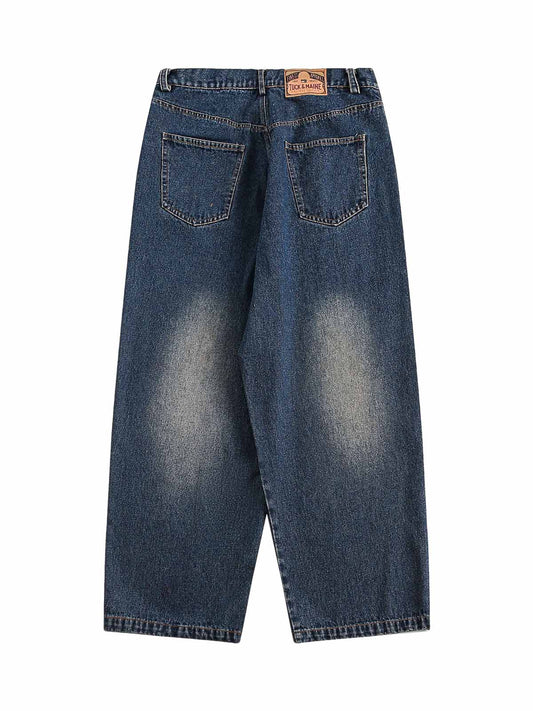 Gerade Jeans mit Graffiti-Print im Used-Look