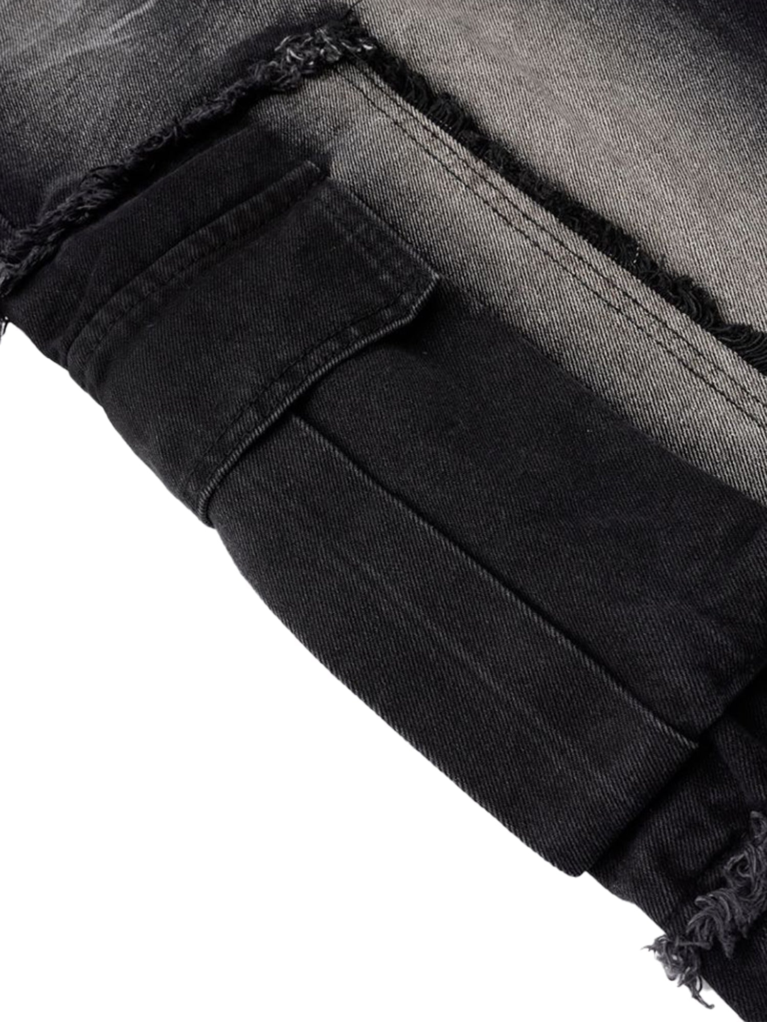 Cargo-Jeans im Used-Look mit Kordelzug und Raw Edge
