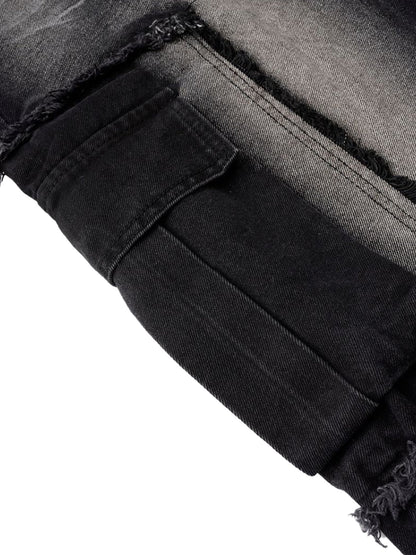 Cargo-Jeans im Used-Look mit Kordelzug und Raw Edge