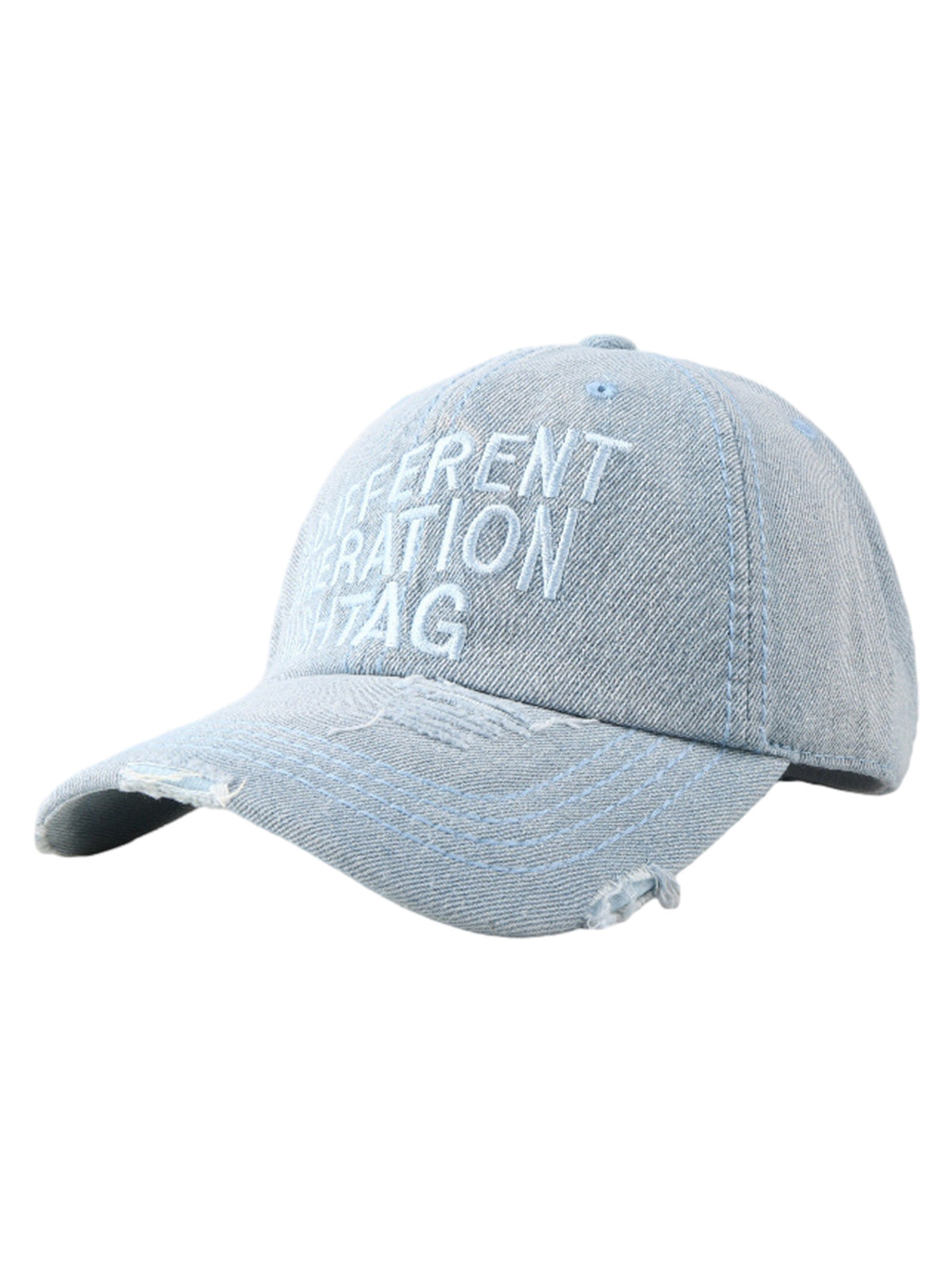Gewaschene „DIFFERENT GENERATION“ Denim-Baseballkappe