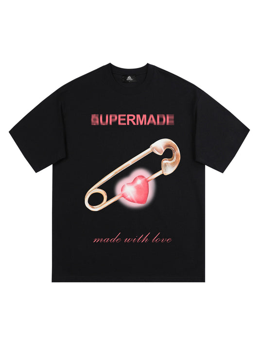 Thesupermade – T-Shirt mit Aufschrift „Street Paperclip Heart“ für Hip-Hop-Fans 