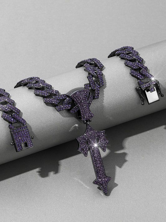 Thesupermade – Kubanische Halskette mit lila Diamanten