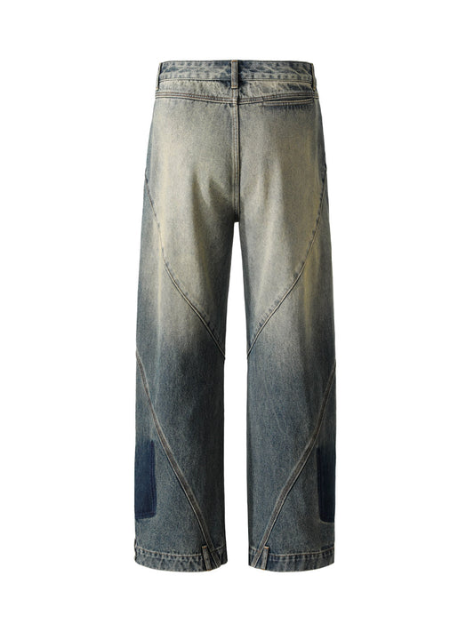 Dekonstruierte Jeans mit Knöchelschlaufe und geradem Bein