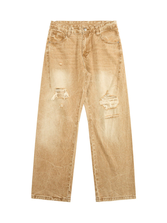 Gerade Jeans im Vintage-Look mit verwaschenem Used-Look