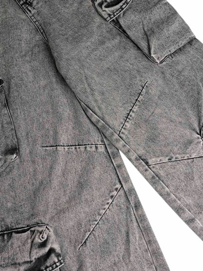 Thesupermade Washed Multi-pocket Cargo Jeans