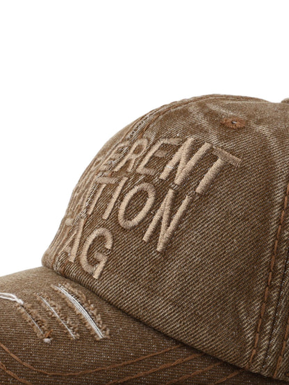 Gewaschene „DIFFERENT GENERATION“ Denim-Baseballkappe