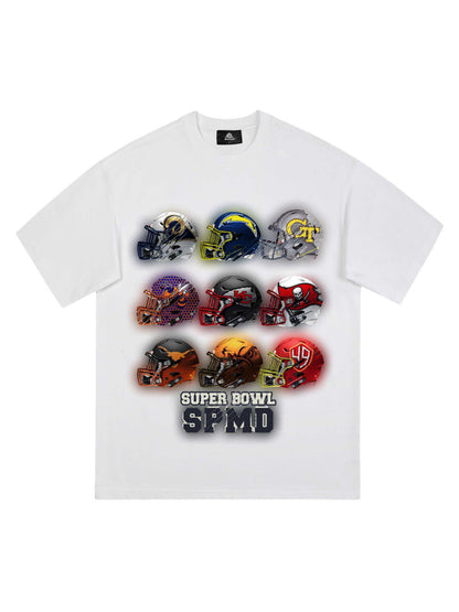 Super Bowl Football Helmet Print T-shirt - 2310
