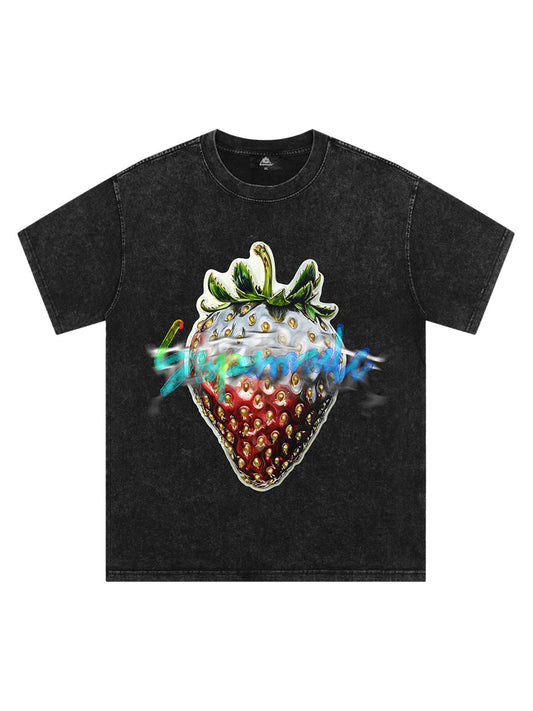 Thesupermade – T-Shirt „Street“ in Metallic-Optik mit Erdbeer-Phantom 