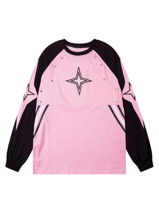 Thesupermade – Langärmliges T-Shirt mit Sternstickerei und Nieten