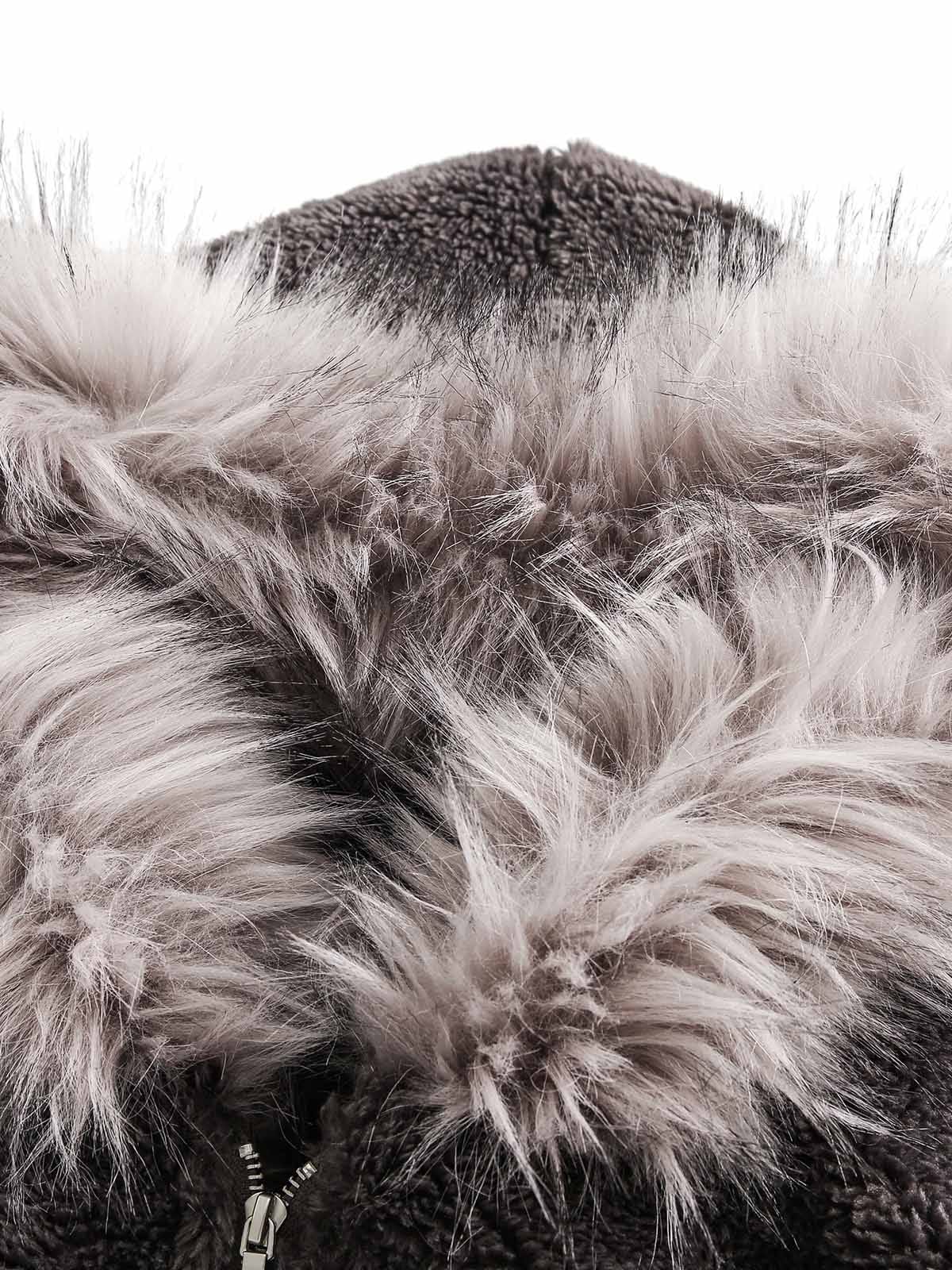 Thesupermade Fur Hooded Quilted Sherpa Jacket - 2304