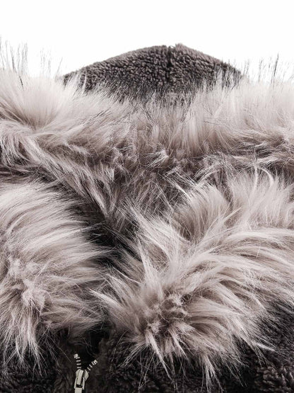 Thesupermade Fur Hooded Quilted Sherpa Jacket - 2304