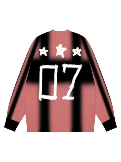 Thesupermade Color Contrast Print Long Sleeve Jersey T-shirt - 2307