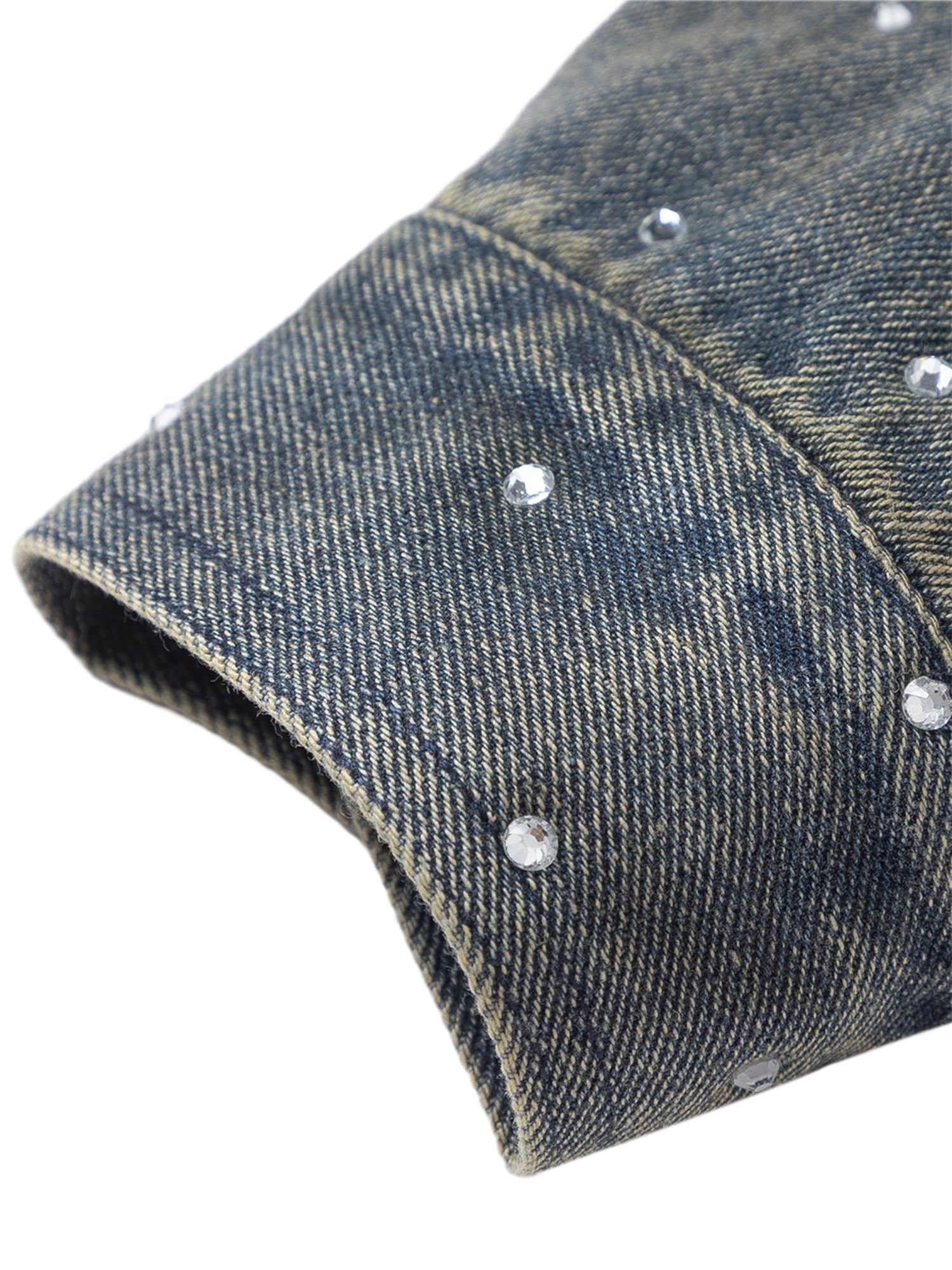Thesupermade Hip-Hop-Jeansjacke mit Perlenverzierung, gewaschen – 2264