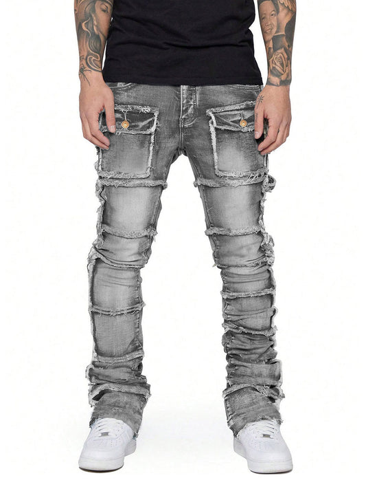 Thesupermade – Bootcut-Stapeljeans mit Stretch-Patch 