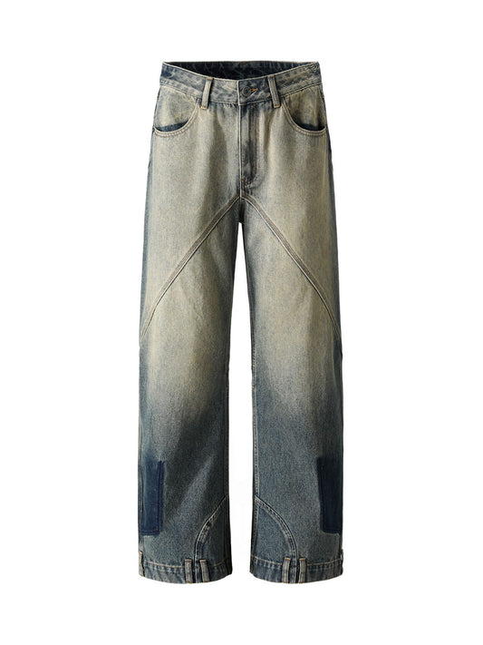 Dekonstruierte Jeans mit Knöchelschlaufe und geradem Bein