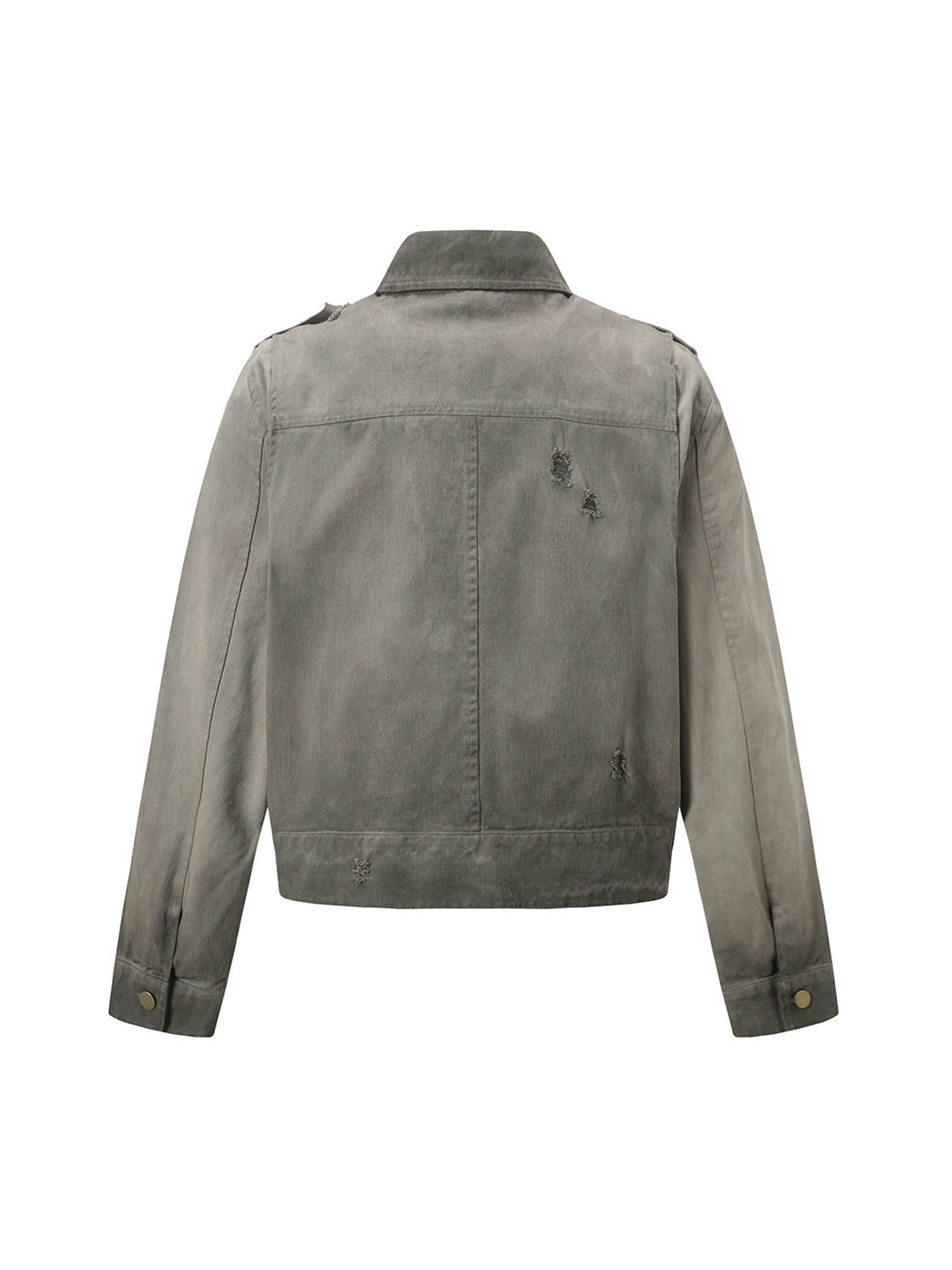 Distressed-Jeansjacke mit unregelmäßigem Reißverschluss