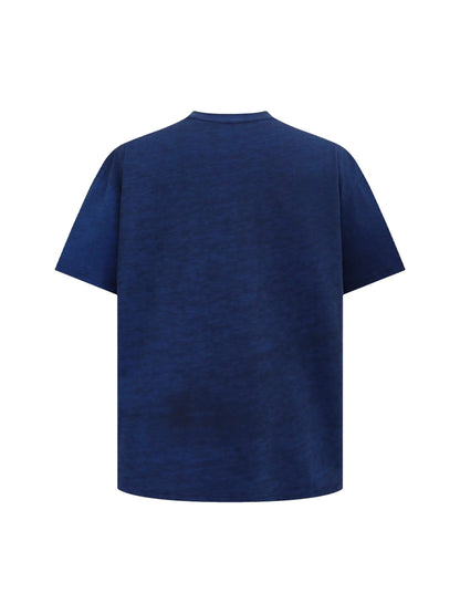 Retro Heavy Washed Patch Embroidered Letter T-shirt
