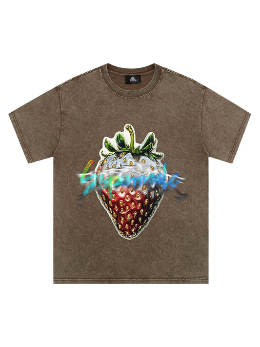 Thesupermade – T-Shirt „Street“ in Metallic-Optik mit Erdbeer-Phantom 